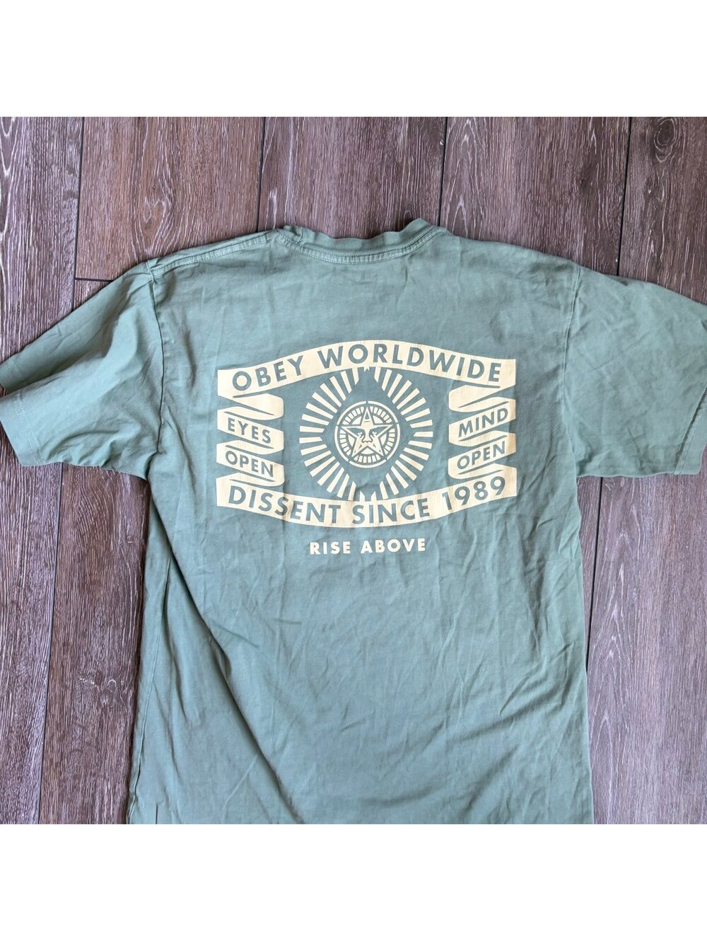 Obey Worldwide Rise Above Dissent Since 1989 Graphic T-Shirt Green‎ Medium